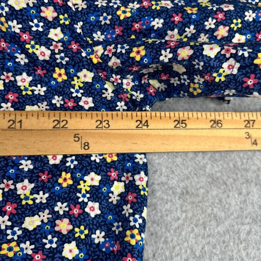 J Crew Flex Shirt XL Blue Colorful Floral Print Button Up Short Sleeve Mens